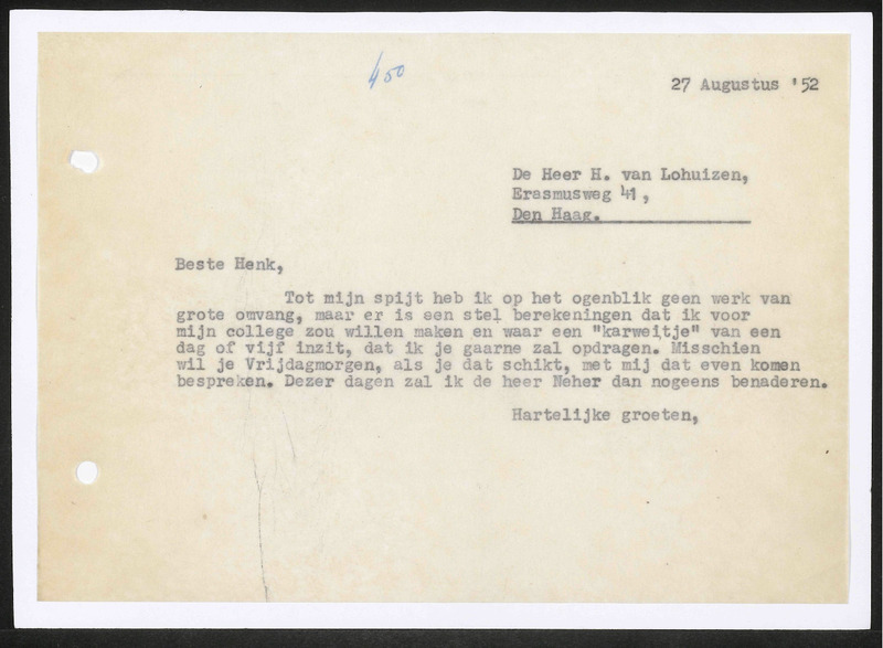 Letter to H. van Lohuizen