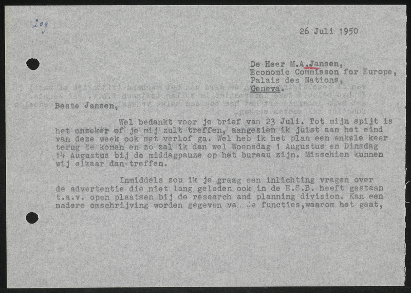 Letter to M.A. Jansen