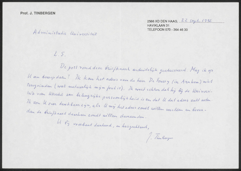 Letter to Erasmus Universiteit Rotterdam