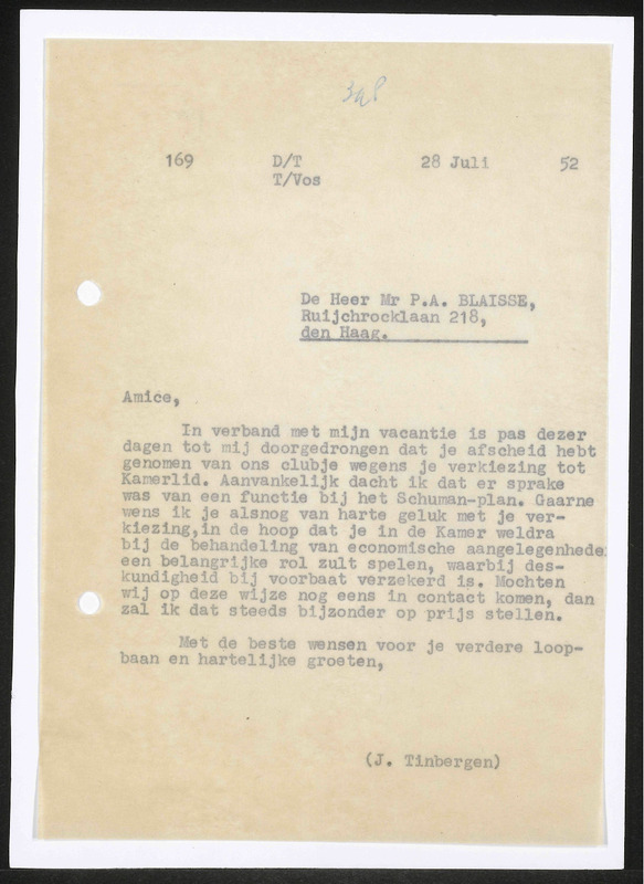 Letter to P.A. Blaisse
