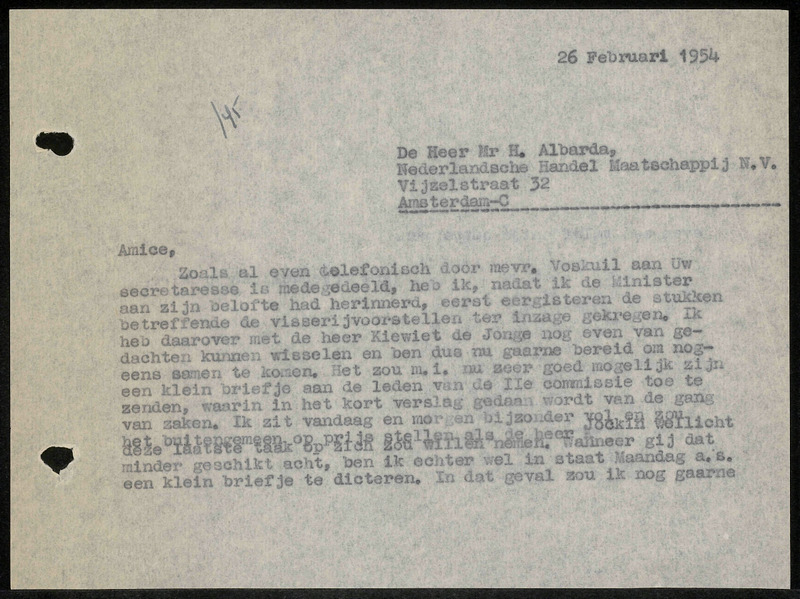 Letter to H. Albarda