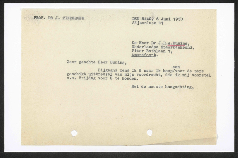 Letter to J.R.A. Buning