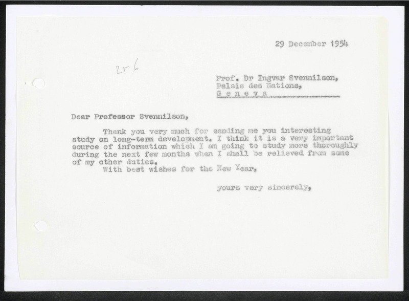 Letter to I. Svennilson