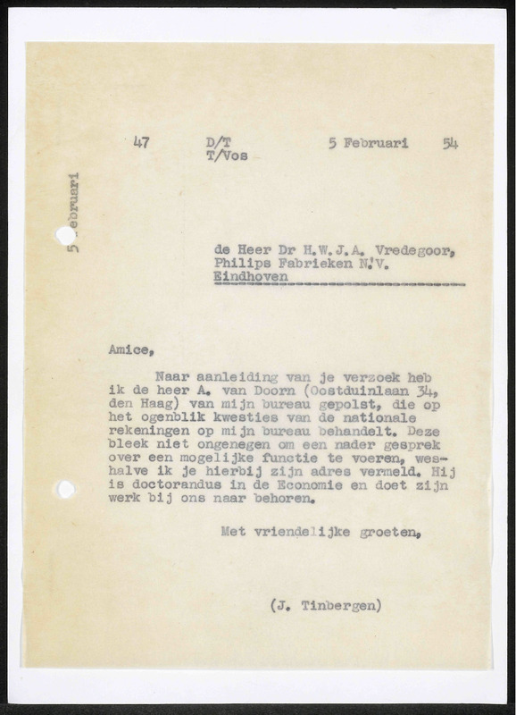Letter to H.W.J.A. Vredegoor