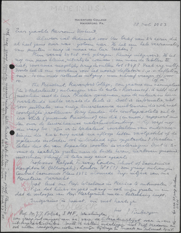 Letter to H.C.H. Voskuil-de Vries