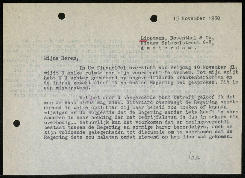 Letter to Lippmann, Rosenthal & Co.