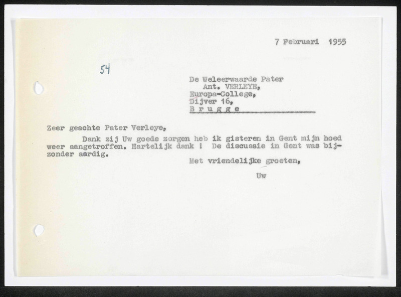 Letter to Verleye