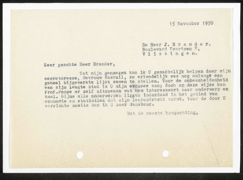 Letter to J. Brander