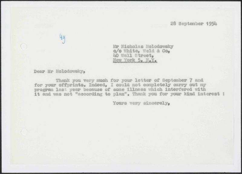 Letter to N. Molodowsky