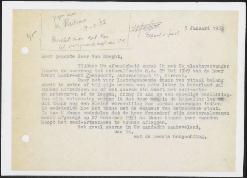 Letter to van Dreght