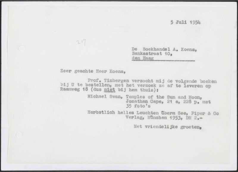 Letter to A. Koens