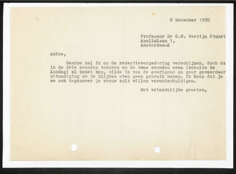 Letter to G.M. Verrijn Stuart