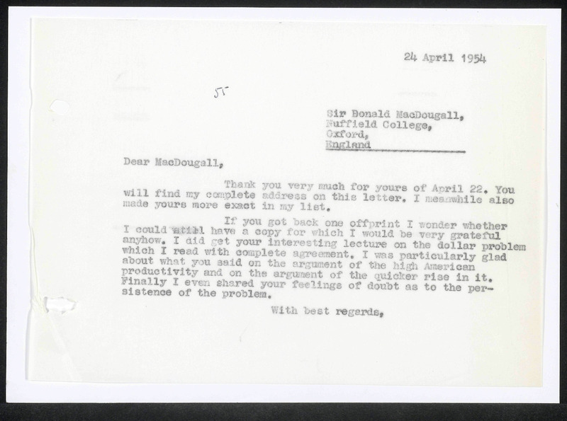 Letter to G.D.A. MacDougall