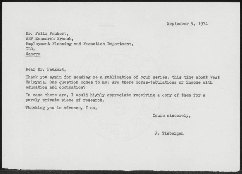 Letter to Felix Paukert