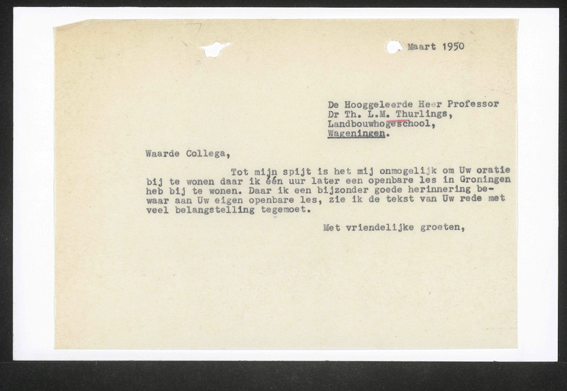 Letter to Th.L.M. Thurlings