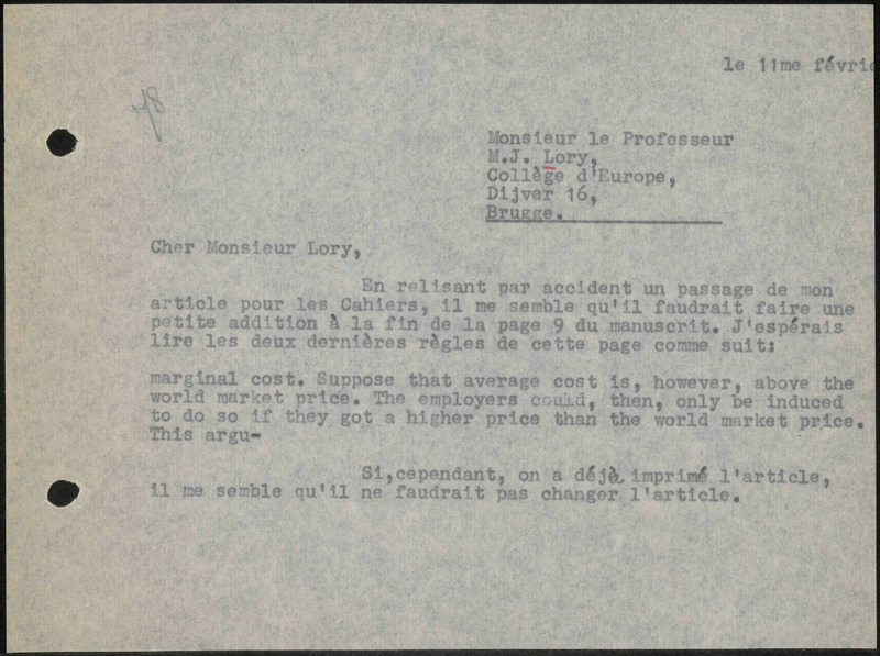 Letter to M.J. Lory