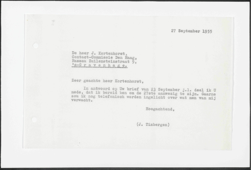 Letter to J. Kortenhorst