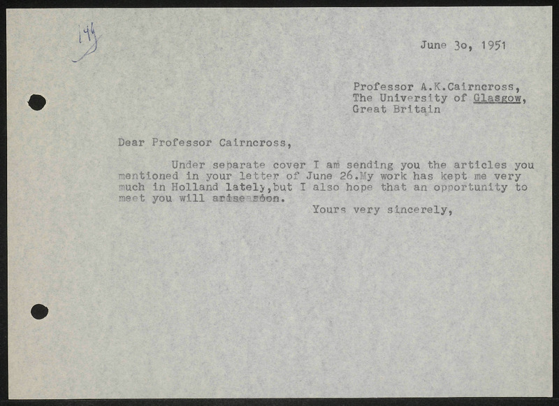 Letter to A.K. Cairncross