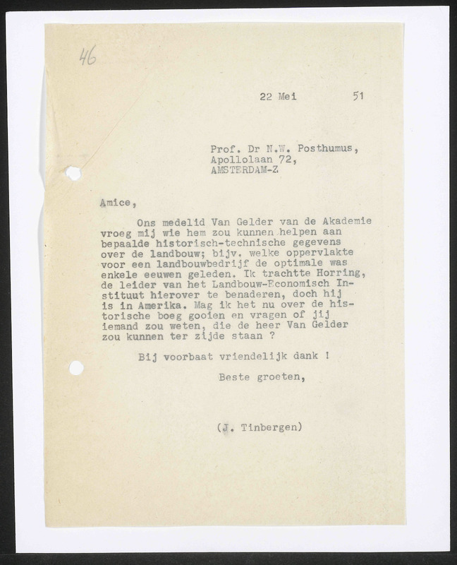 Letter to N.W. Posthumus