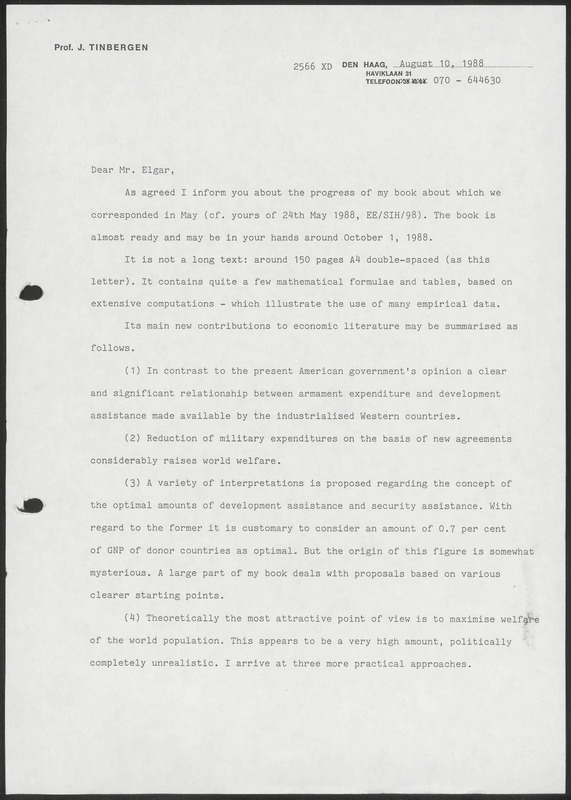 Letter to Edward Elgar