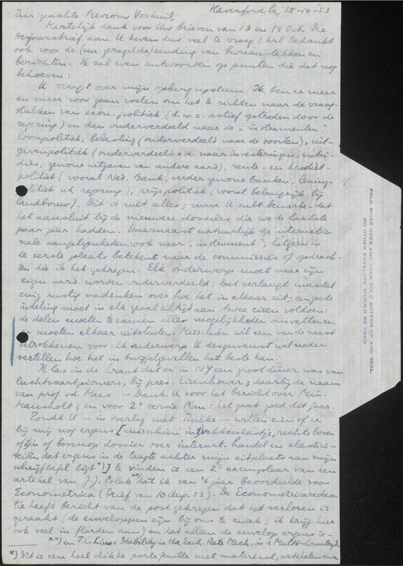 Letter to H.C.H. Voskuil-de Vries