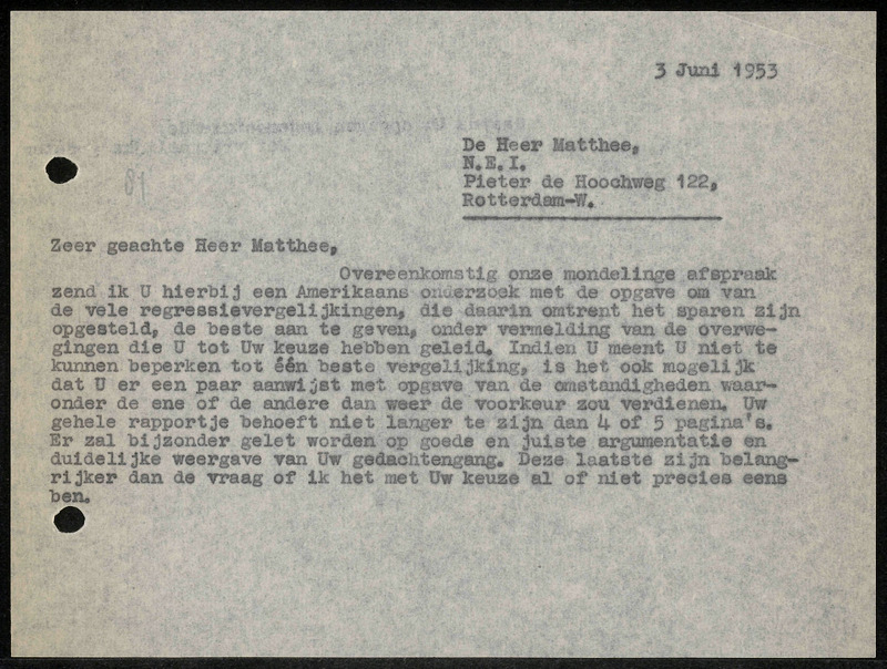 Letter to T. Matthée