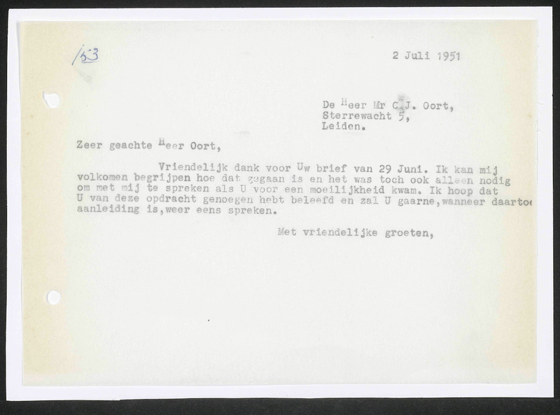 Letter to J.H. Oort
