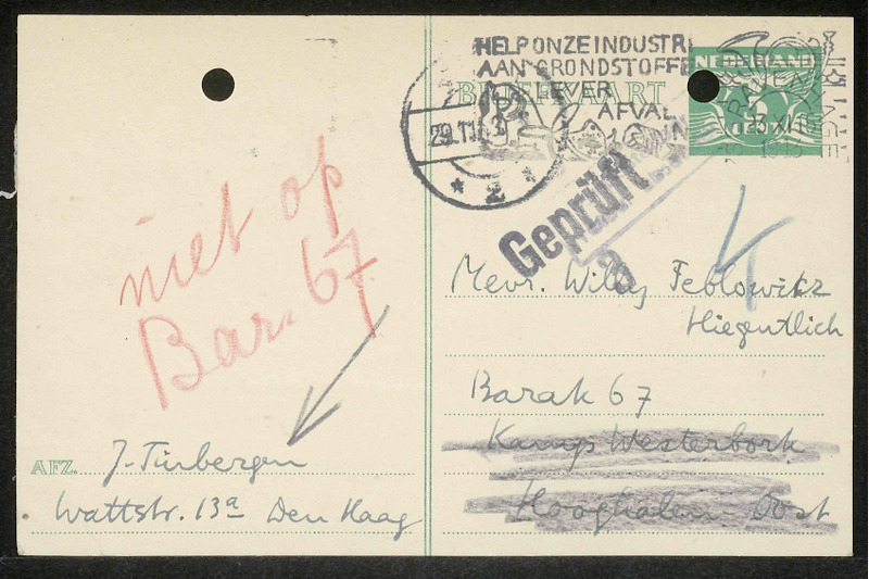 Letter to Willy Feblowitz-Hiegentlich