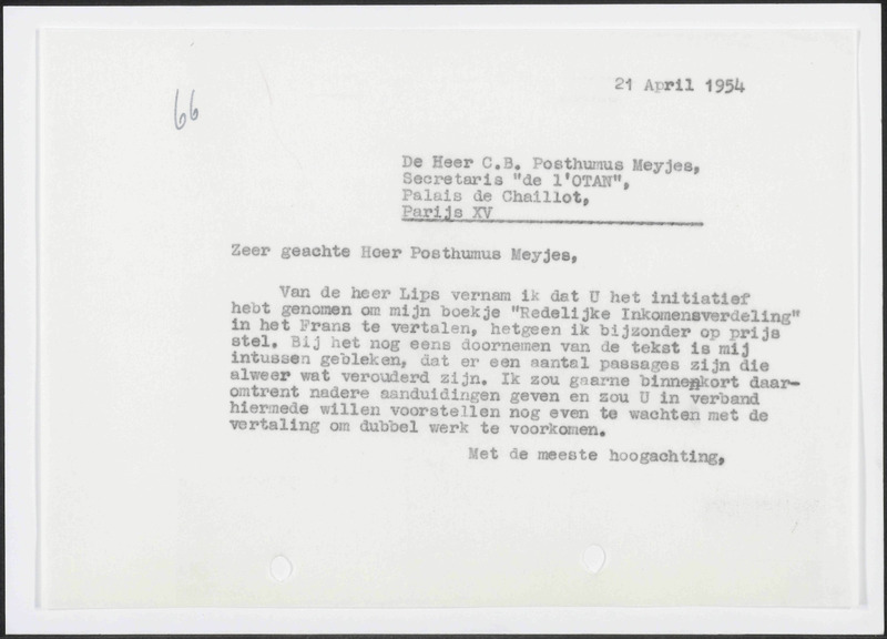 Letter to C.B. Posthumus Meyjes