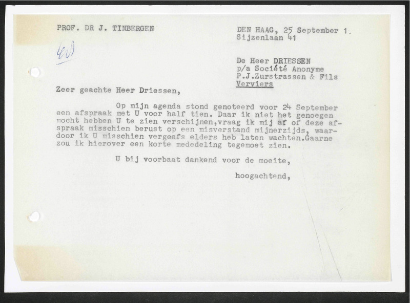 Letter to L. Driessen