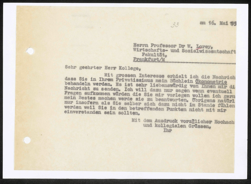 Letter to W. Lorey