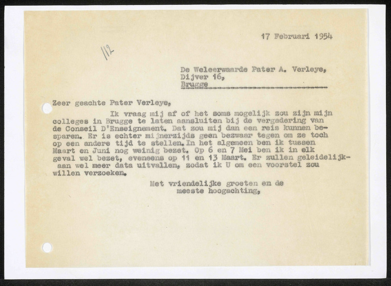 Letter to Verleye