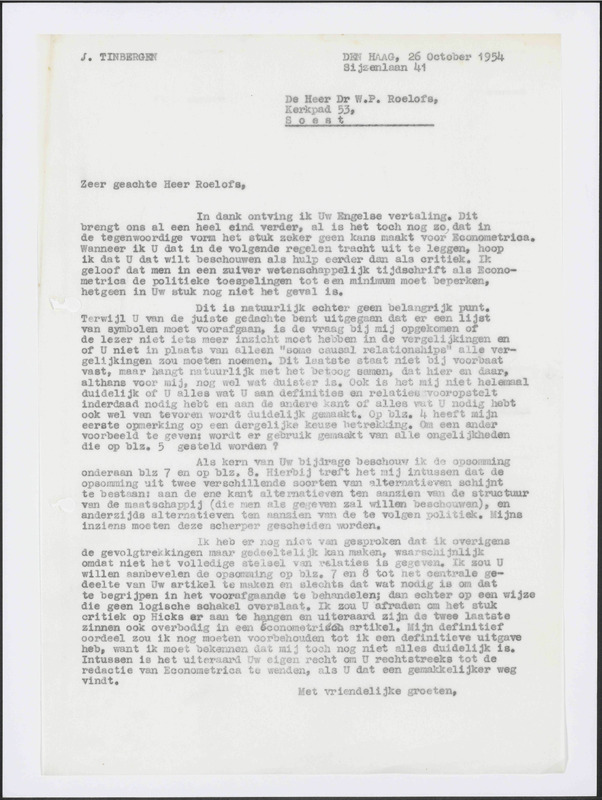 Letter to W.P. Roelofs