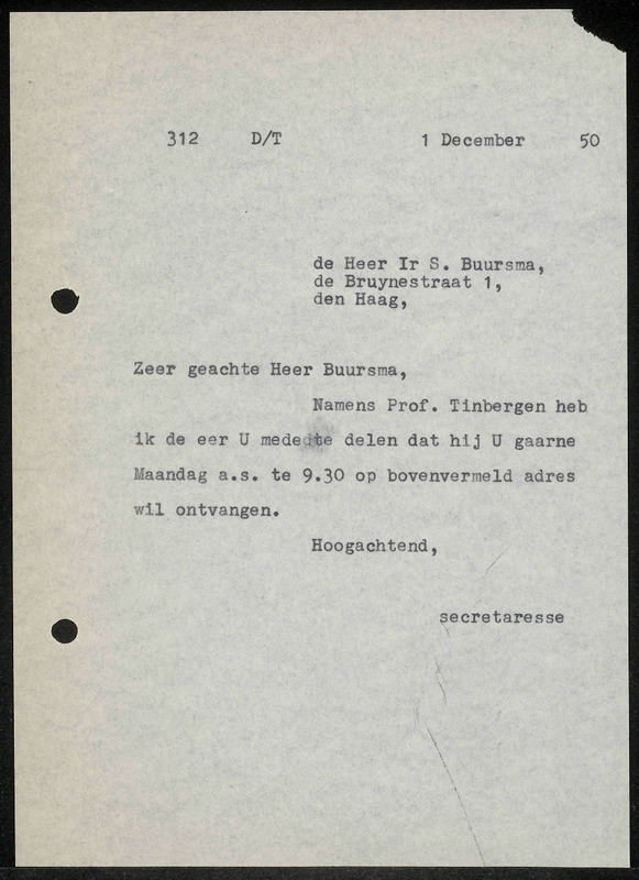 Letter to S. Buursma