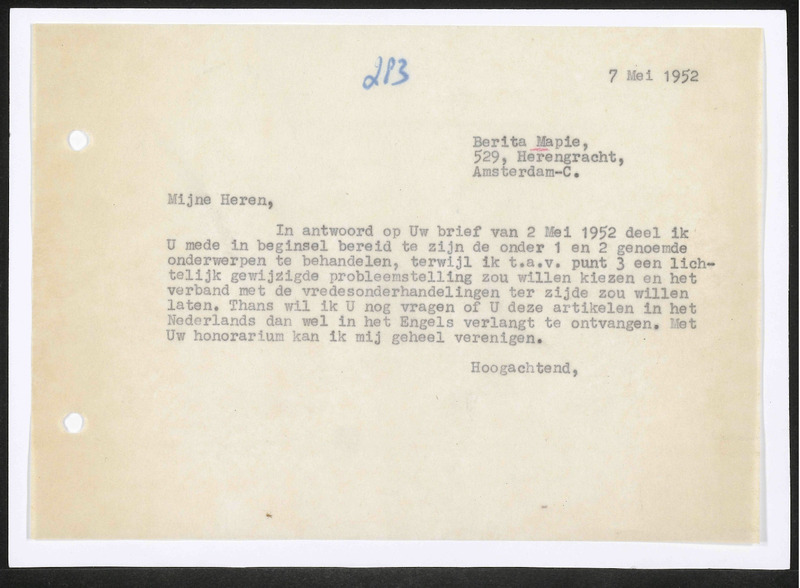 Letter to Berita Mapie