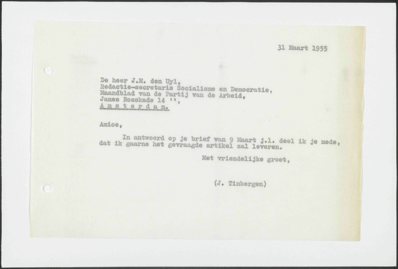 Letter to J.M. den Uyl