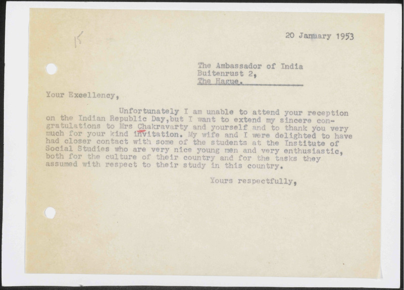 Letter to Embassy of India The Hague