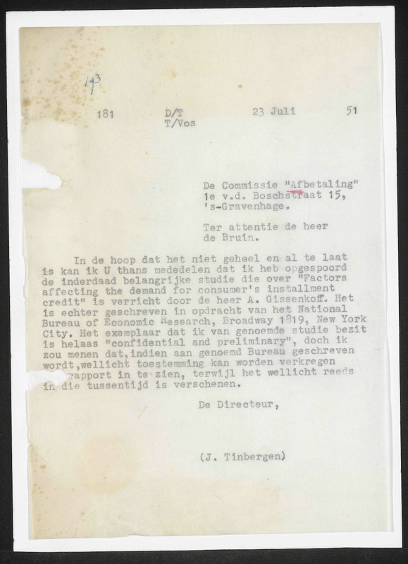 Letter to de Bruin