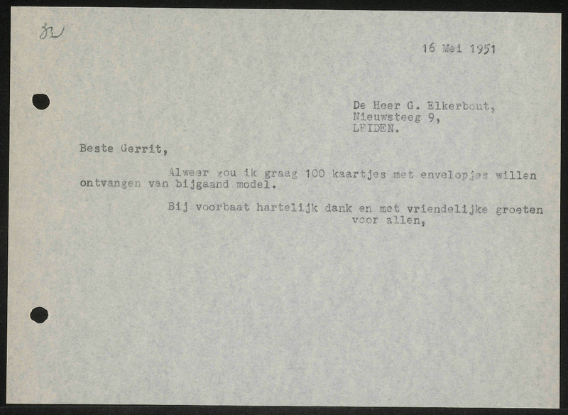 Letter to G. Elkerbout