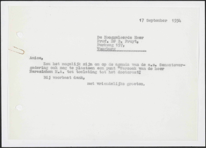 Letter to B. Pruijt