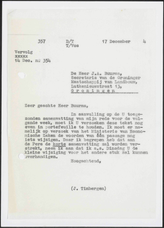 Letter to J.A. Buurma