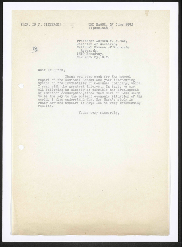 Letter to A.F. Burns