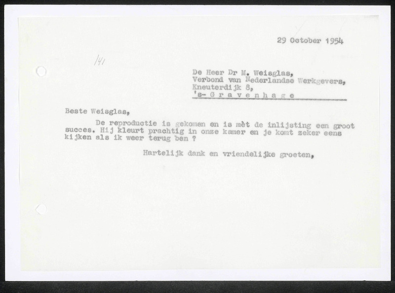 Letter to M. Weisglas