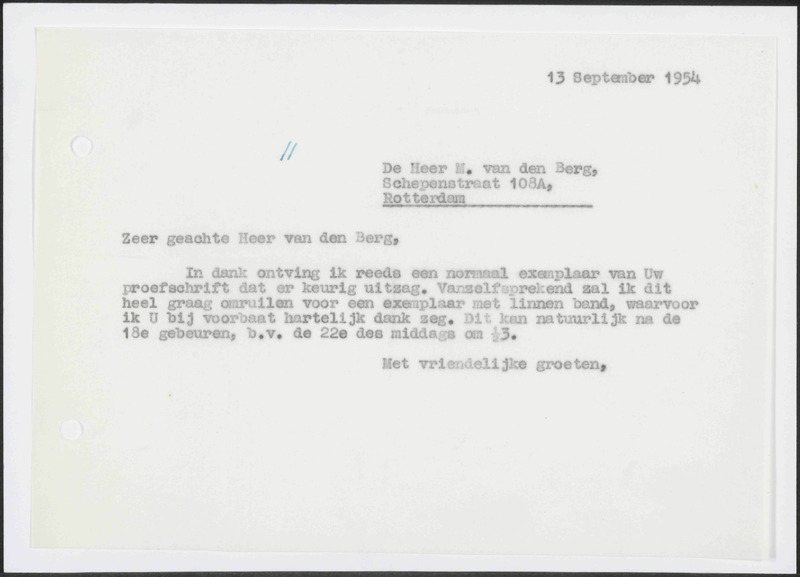 Letter to M. van den Berg