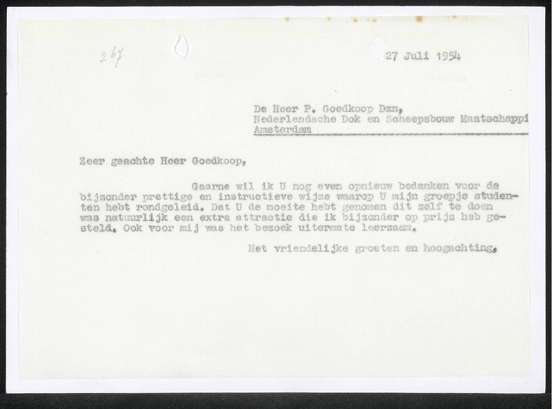 Letter to P. Goedkoop