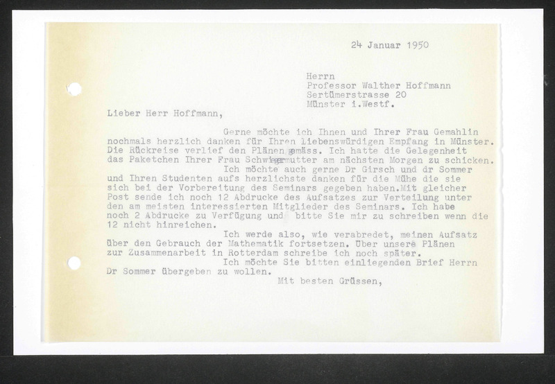 Letter to Walther Hoffmann