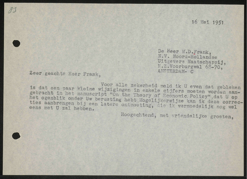 Letter to M.D. Frank