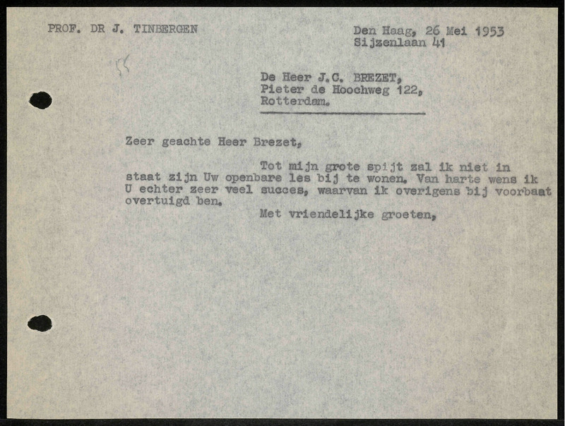 Letter to J.C. Brezet