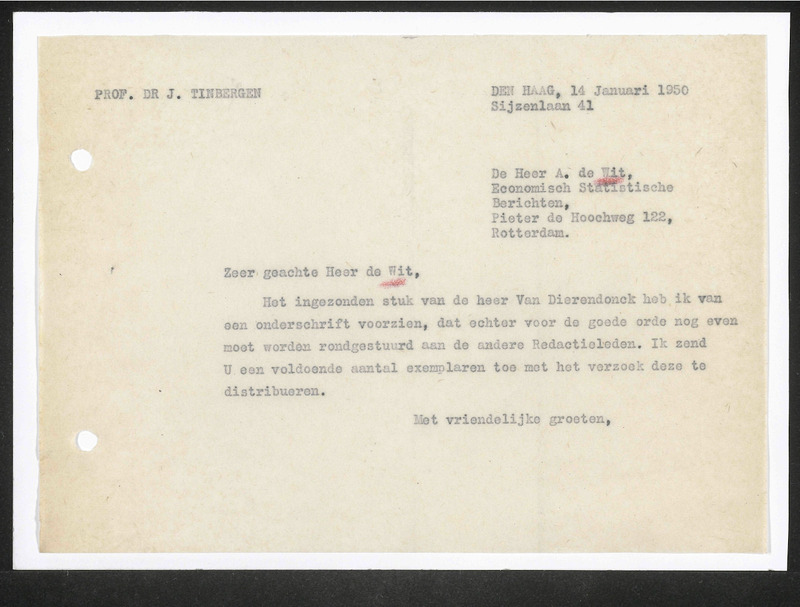 Letter to A. de Wit