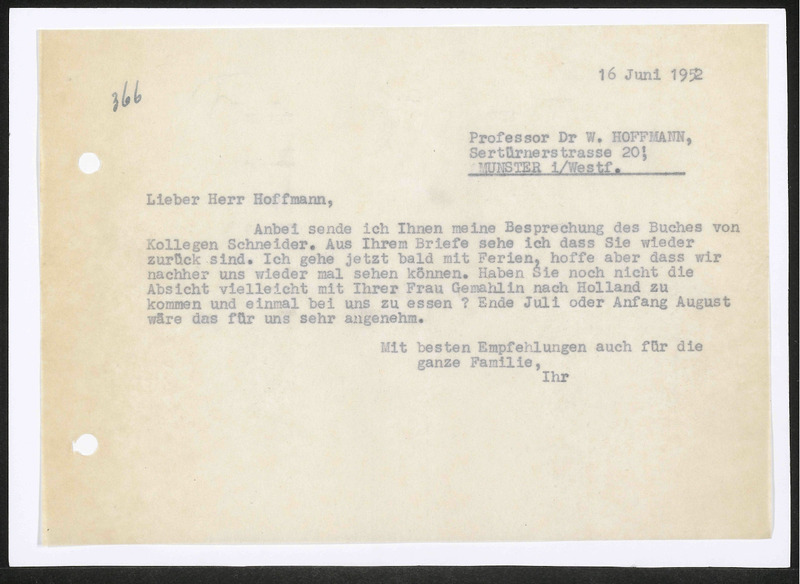 Letter to Walther Hoffmann